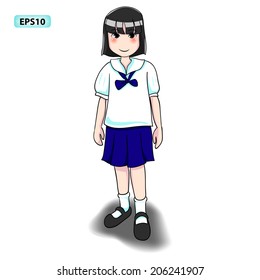 vector illustration of thai primary school uniform