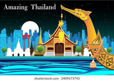 Ilustración vectorial de Tailandia para un turismo asombroso.