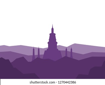 Vector Illustration Thailand Bangkok Wat Arun Ratchawararam. Buddhist Temple of Dawn Isolated on white background