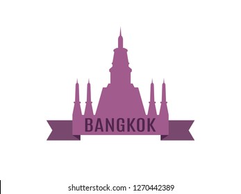 Vector Illustration Thailand Bangkok Wat Arun Ratchawararam. Buddhist Temple of Dawn Isolated on white background
