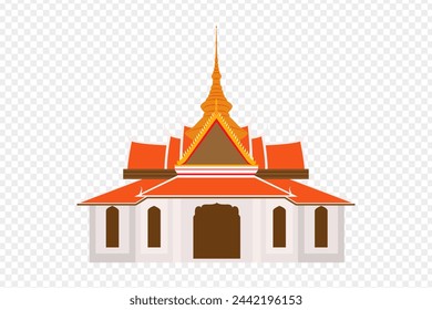 Vector illustration of Thailand famous temple on transparent background