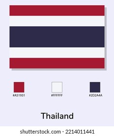 Vector Illustration of Thailand flag isolated on light blue background. Illustration Thailand flag with Color Codes. As close as possible to the original. ready to use, easy to edit. 

