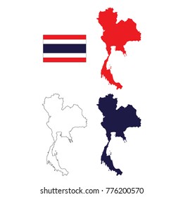 vector illustration of Thailand map and flag