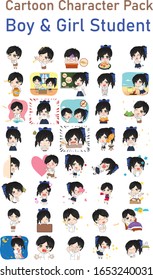 Vector illustration of Thailand Student Cartoon Pack