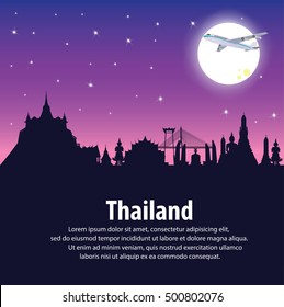 Vector illustration. Thailand. Travel around Bangkok. 