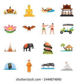 Vector illustration of thailand and travel symbol. Collection of thailand and culture stock vector illustration.