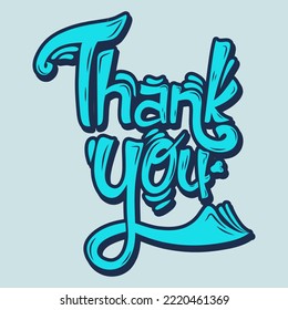 vector illustration of thank you calligraphy with handwritten drawn word text. Fit for sign, banner, letter background, sticker graphic, badge, icon, label etc.
