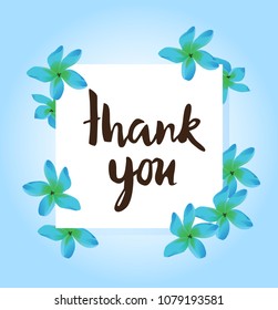 vector illustration of thank you card with tropical flowers