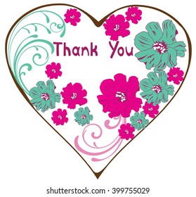 vector illustration of thank you card with vintage floral card 
