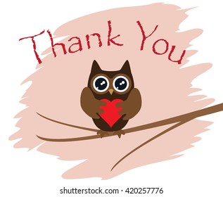 vector illustration of a thank you card with birds