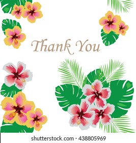 vector illustration of thank you card floral frame