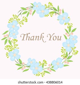 vector illustration of thank you card floral frame