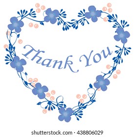 vector illustration of thank you card floral frame