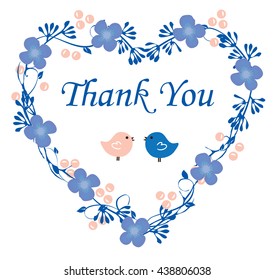 vector illustration of thank you card floral frame