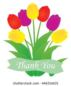 vector illustration of thank you card with tulips