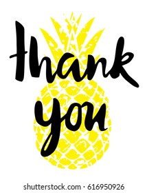 vector illustration of thank you card with pineapple.