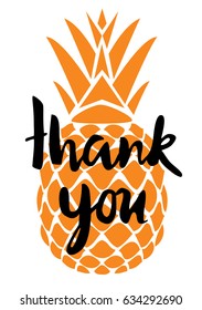 vector illustration of a thank you card with orange pineapple.