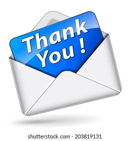 Vector illustration of thank you envelope icon on white background