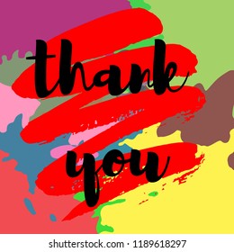 Vector illustration. thank you on abstract multicolored spots