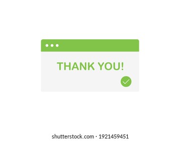 Vector illustration Thank you popup for your purchase. Order confirmed. The payment was successful. Flat design on white background. Green. Eps 10