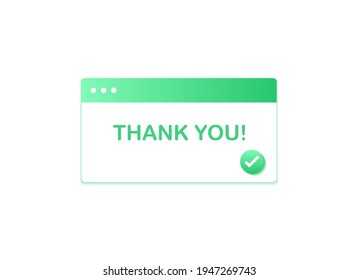 Vector illustration Thank you popup for your purchase. Order confirmed. The payment was successful. Gradient design on white background. Green. Eps 10