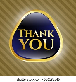 Vector illustration of Thank you shiny badge icon in  blue.
