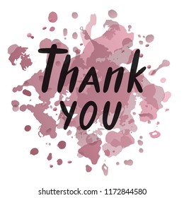 Vector illustration of thank you text for logotype, flyer, banner, invitation or greeting card, postcard, typography poster. Handwritten modern lettering. Inspirational quote on textured background.