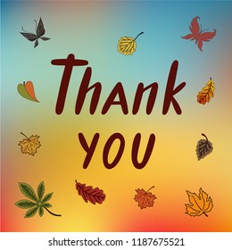 Vector illustration of thank you text for logotype, flyer, banner, invitation or greeting card, postcard, typography poster. Handwritten modern lettering. Inspirational quote on textured background.
