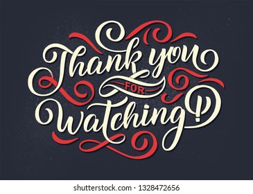 Vector illustration. Thank you for watching cover, banner template for your Video Blog Article Presentation. Trendy background with text svg