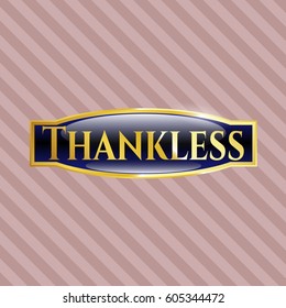 Vector Illustration of Thankless gold shiny badge in brown color
