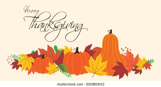 Vector illustration for thanks giving with autumn leaves.