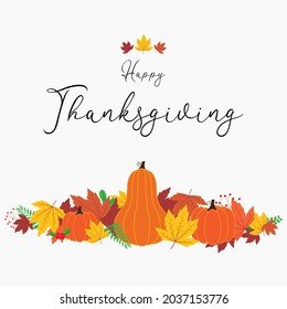 Vector illustration for thanks giving with autumn leaves.