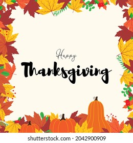 Vector illustration for thanks giving with autumn leaves.