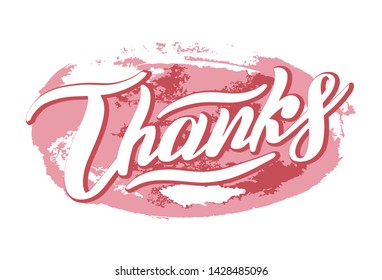Vector illustration of Thank's text. Good for card, poster, banner, invitation, postcard, icon. Calligraphy background. Hand lettering typography poster. EPS 10 
