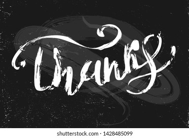 Vector illustration of Thank's text. Good for card, poster, banner, invitation, postcard, icon. Calligraphy background. Hand lettering typography poster. EPS 10 