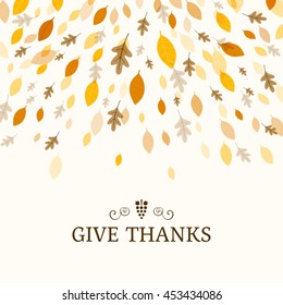 Vector Illustration of a Thanksgiving Background Design with Autumnal Leaves