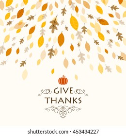 Vector Illustration of a Thanksgiving Background Design with Autumnal Leaves