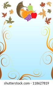 Vector Illustration of a Thanksgiving Background with harvest vegetables.