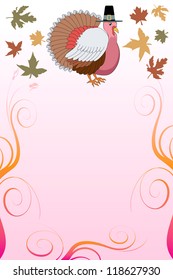 Vector Illustration of a Thanksgiving Background with Thanksgiving Turkey and pink background.