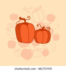 vector illustration Thanksgiving card orange pumpkin pattern invitation harvest vegetable halloween