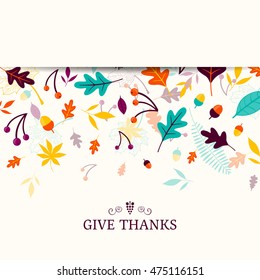 Vector Illustration of a Thanksgiving Design with Autumnal Leaves