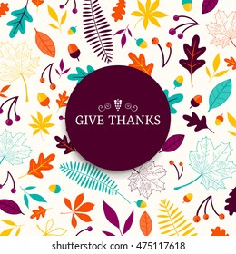 Vector Illustration of a Thanksgiving Design with Autumnal Leaves