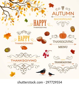 Vector Illustration of Thanksgiving Design Elements