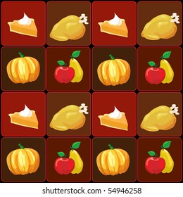 A vector illustration of Thanksgiving food items.