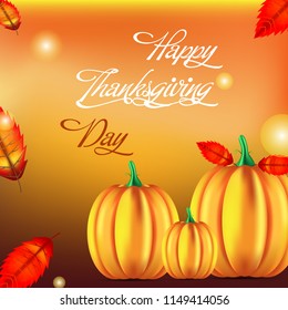 vector illustration of thanksgiving greeting hand lettering label