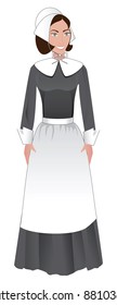 Vector Illustration for Thanksgiving of a Pilgrim Woman. svg