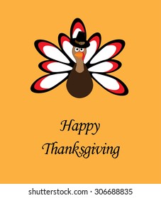 vector illustration of thanksgiving turkey in a hat