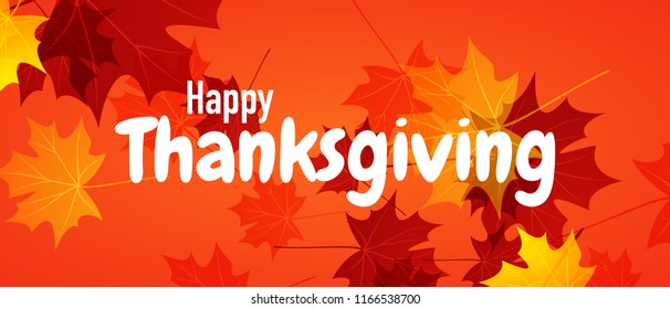 Vector illustration for Thanksgiving. The welcoming headline is thanksgiving day surrounded by autumn leaves.