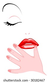 Vector illustration that depicts a beautiful woman's face stylized