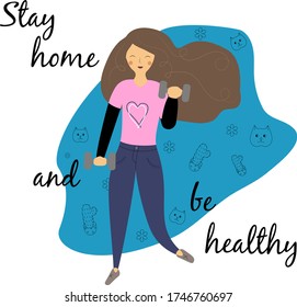 Vector illustration that encourages to stay at home and be healthy